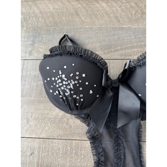 Victoria's Secret Sexy Little Things mesh black crystal lingerie - Picture 2 of 12